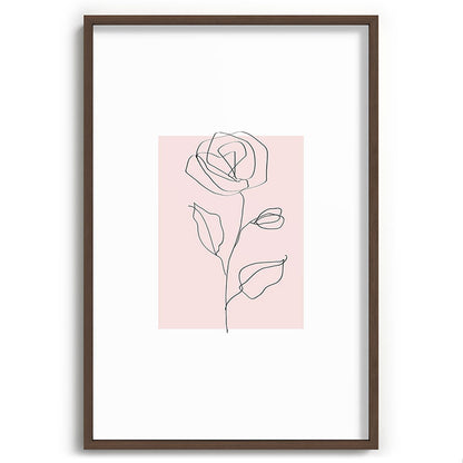 Botanical Line Art, Line Rose, Pink Wall Art, Minimalist Modern Art by Synplus Framed Art Print Gallery Image 68