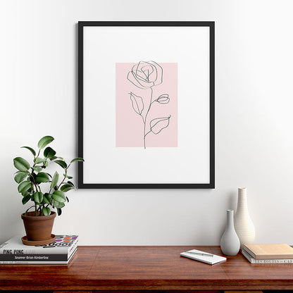 Botanical Line Art, Line Rose, Pink Wall Art, Minimalist Modern Art by Synplus Framed Art Print Gallery Image 35