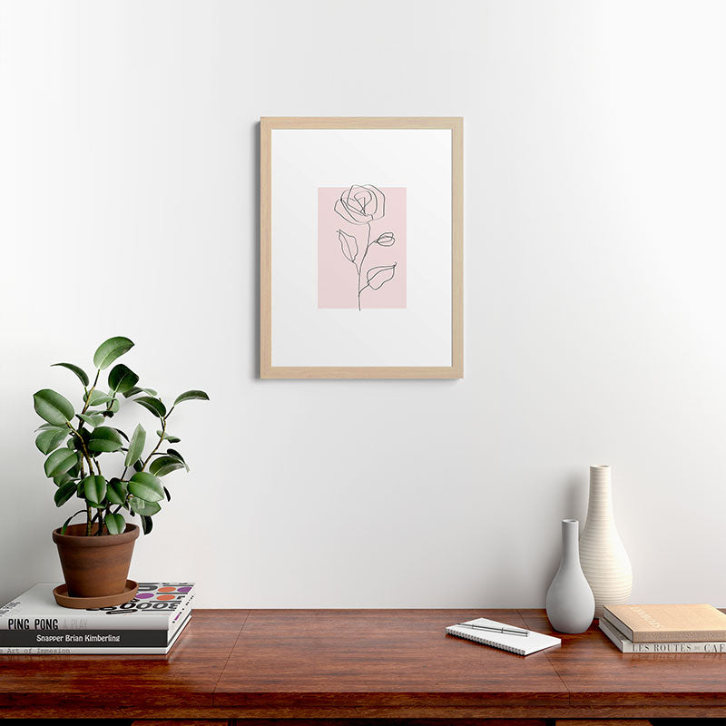 Botanical Line Art, Line Rose, Pink Wall Art, Minimalist Modern Art by Synplus Framed Art Print Gallery Image 47