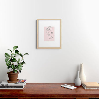 Botanical Line Art, Line Rose, Pink Wall Art, Minimalist Modern Art by Synplus Framed Art Print Gallery Image 18