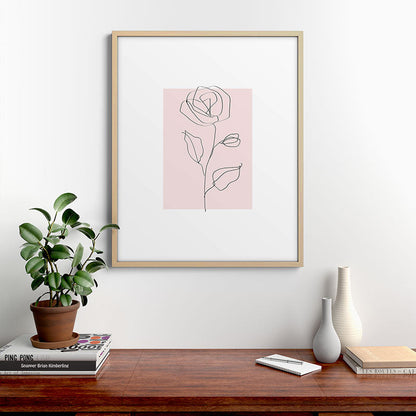 Botanical Line Art, Line Rose, Pink Wall Art, Minimalist Modern Art by Synplus Framed Art Print Gallery Image 21