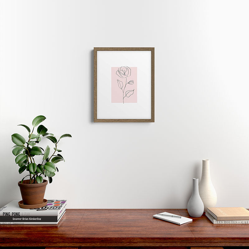 Botanical Line Art, Line Rose, Pink Wall Art, Minimalist Modern Art by Synplus Framed Art Print Gallery Image 11