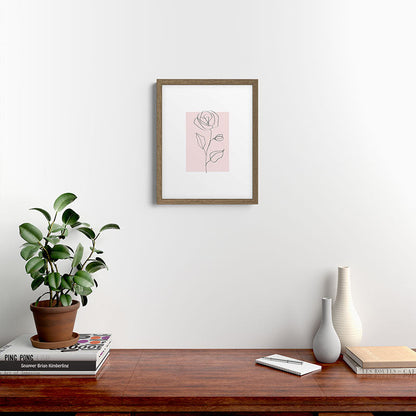 Botanical Line Art, Line Rose, Pink Wall Art, Minimalist Modern Art by Synplus Framed Art Print Gallery Image 11