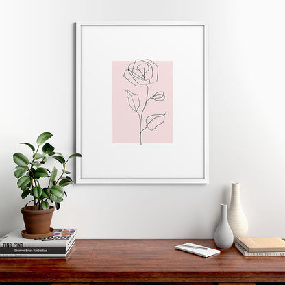 Botanical Line Art, Line Rose, Pink Wall Art, Minimalist Modern Art by Synplus Framed Art Print Gallery Image 56