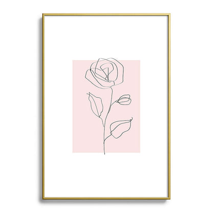 Botanical Line Art, Line Rose, Pink Wall Art, Minimalist Modern Art by Synplus Framed Art Print Gallery Image 90