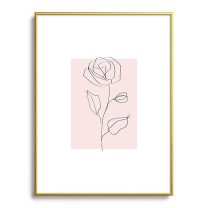 Botanical Line Art, Line Rose, Pink Wall Art, Minimalist Modern Art by Synplus Framed Art Print Gallery Image 91