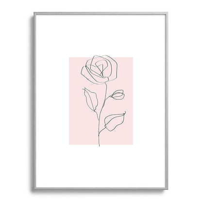 Botanical Line Art, Line Rose, Pink Wall Art, Minimalist Modern Art by Synplus Framed Art Print Gallery Image 99