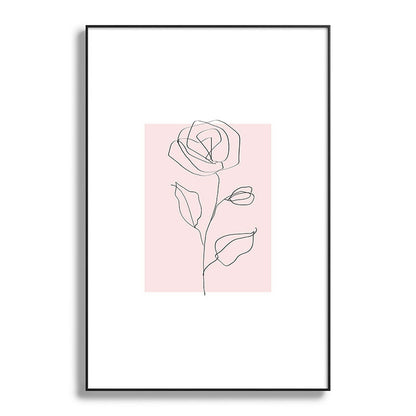 Botanical Line Art, Line Rose, Pink Wall Art, Minimalist Modern Art by Synplus Framed Art Print Gallery Image 86