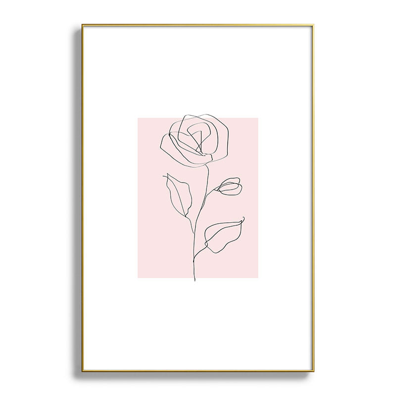 Botanical Line Art, Line Rose, Pink Wall Art, Minimalist Modern Art by Synplus Framed Art Print Gallery Image 94