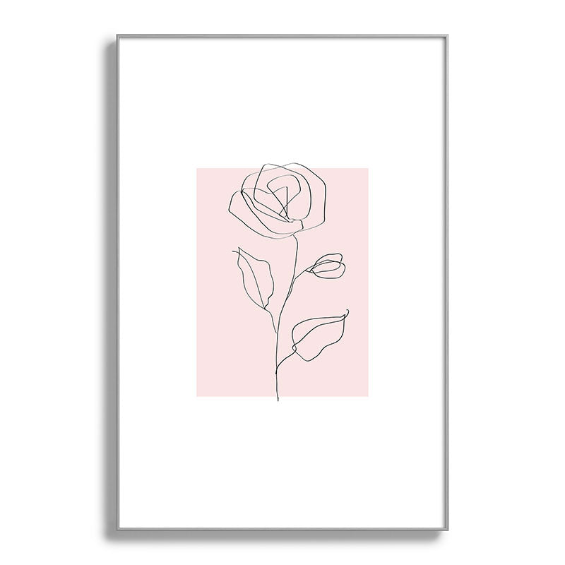Botanical Line Art, Line Rose, Pink Wall Art, Minimalist Modern Art by Synplus Framed Art Print Gallery Image 100