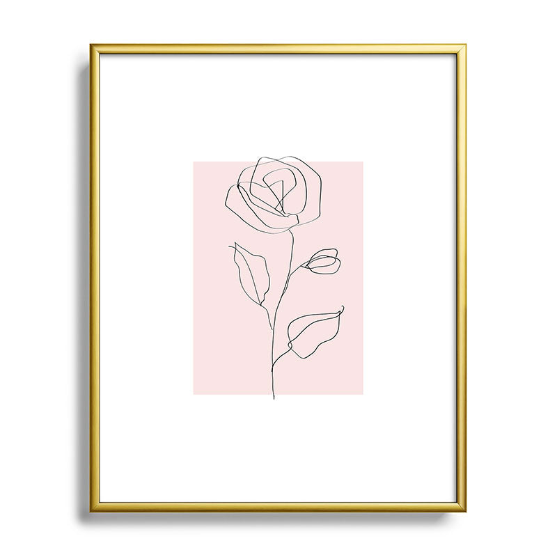 Botanical Line Art, Line Rose, Pink Wall Art, Minimalist Modern Art by Synplus Framed Art Print Gallery Image 88