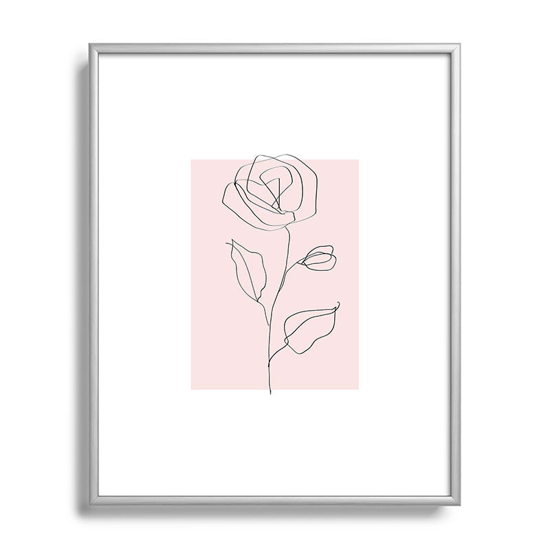 Botanical Line Art, Line Rose, Pink Wall Art, Minimalist Modern Art by Synplus Framed Art Print Gallery Image 95