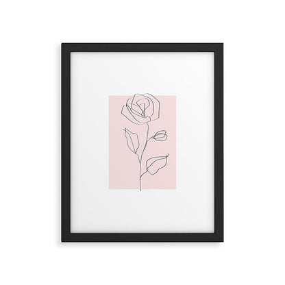 Botanical Line Art, Line Rose, Pink Wall Art, Minimalist Modern Art by Synplus Framed Art Print Gallery Image 5