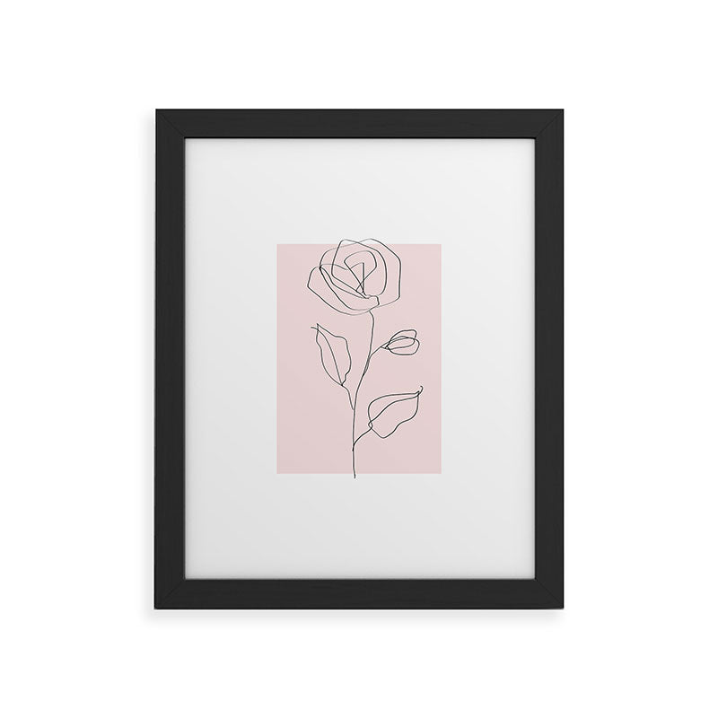 Botanical Line Art, Line Rose, Pink Wall Art, Minimalist Modern Art by Synplus Framed Art Print Gallery Image 32