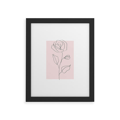 Botanical Line Art, Line Rose, Pink Wall Art, Minimalist Modern Art by Synplus Framed Art Print Gallery Image 32