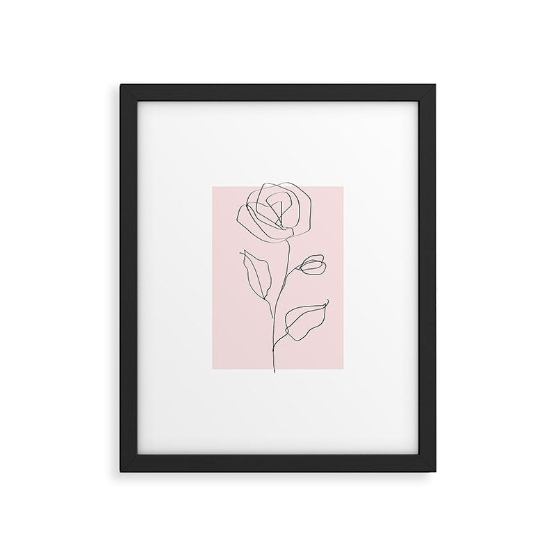 Botanical Line Art, Line Rose, Pink Wall Art, Minimalist Modern Art by Synplus Framed Art Print Gallery Image 4