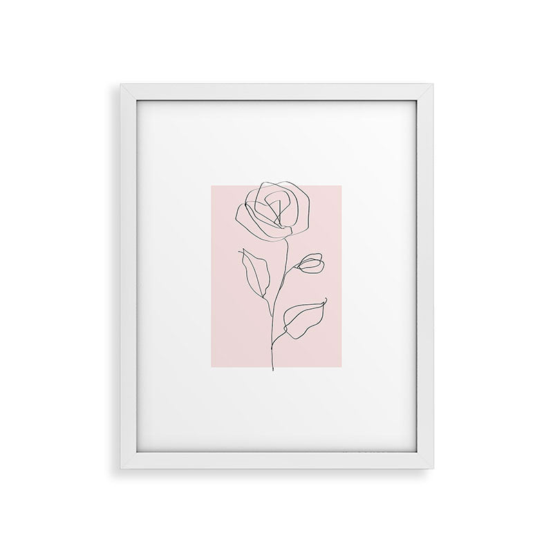 Botanical Line Art, Line Rose, Pink Wall Art, Minimalist Modern Art by Synplus Framed Art Print Gallery Image 25