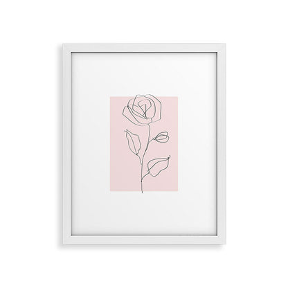Botanical Line Art, Line Rose, Pink Wall Art, Minimalist Modern Art by Synplus Framed Art Print Gallery Image 22