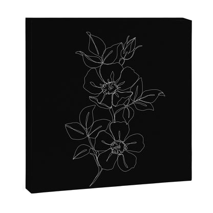 Botanical illustration one line drawing - Rose Black Canvas Print Gallery Image 9