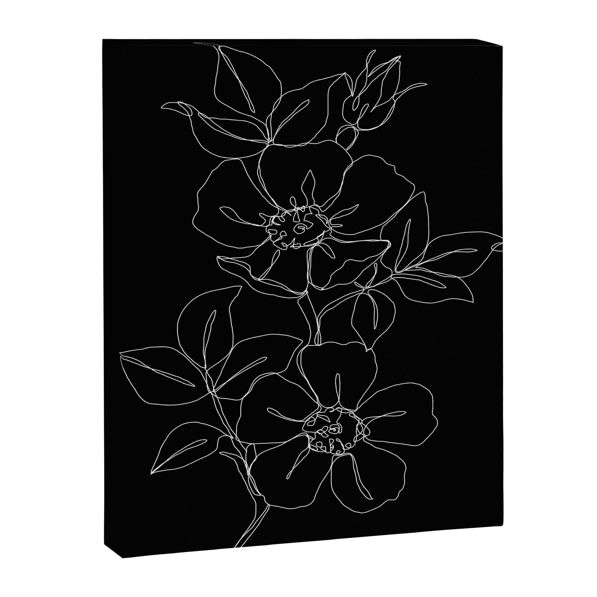 Botanical illustration one line drawing - Rose Black Canvas Print Gallery Image 1