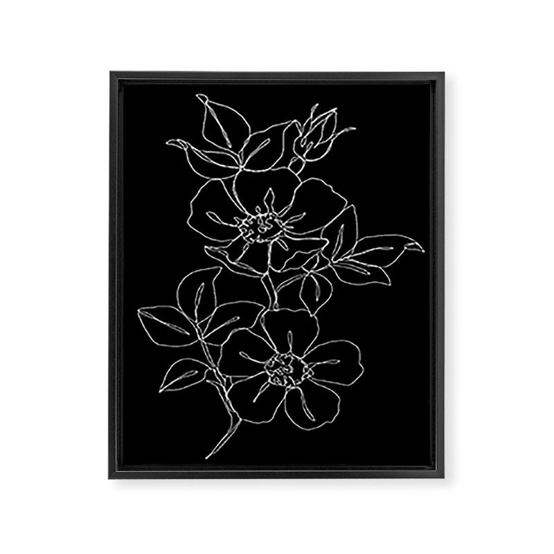 Botanical illustration one line drawing - Rose Black Framed Canvas Print Gallery Image 7