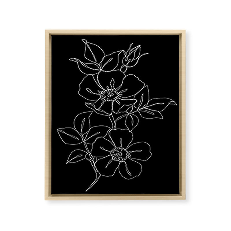 Botanical illustration one line drawing - Rose Black Framed Canvas Print Gallery Image 23