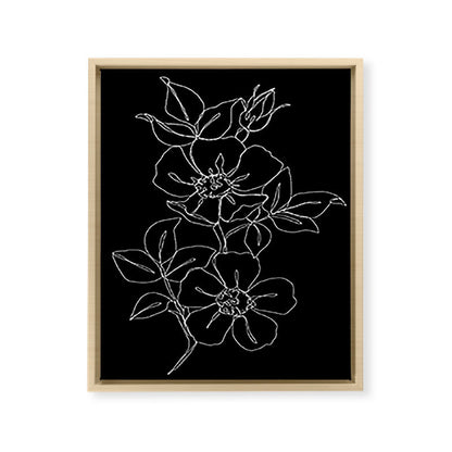 Botanical illustration one line drawing - Rose Black Framed Canvas Print Gallery Image 19