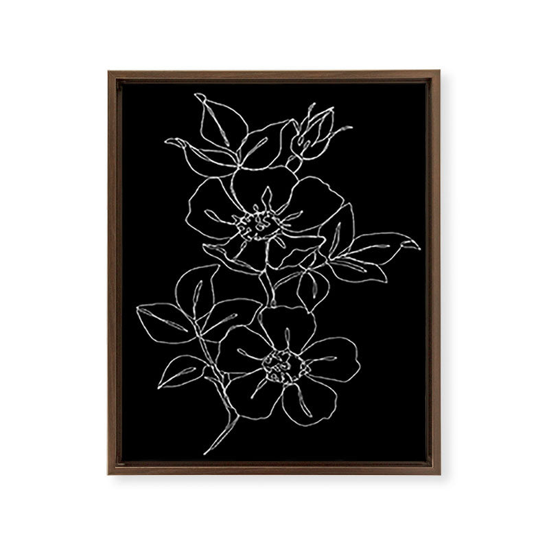 Botanical illustration one line drawing - Rose Black Framed Canvas Print Gallery Image 17