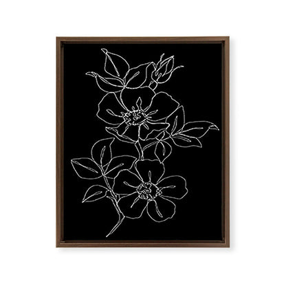 Botanical illustration one line drawing - Rose Black Framed Canvas Print Gallery Image 14