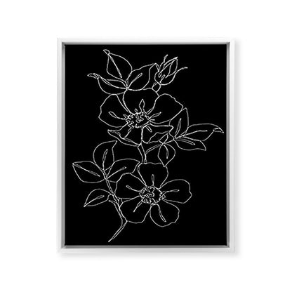 Botanical illustration one line drawing - Rose Black Framed Canvas Print Gallery Image 30