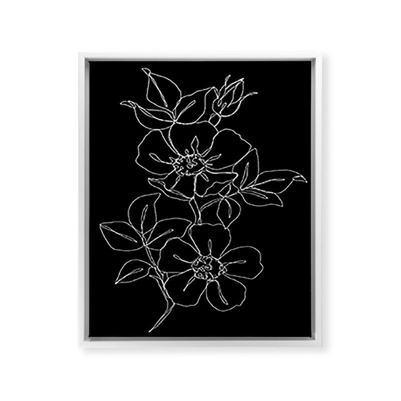 Botanical illustration one line drawing - Rose Black Framed Canvas Print Gallery Image 31