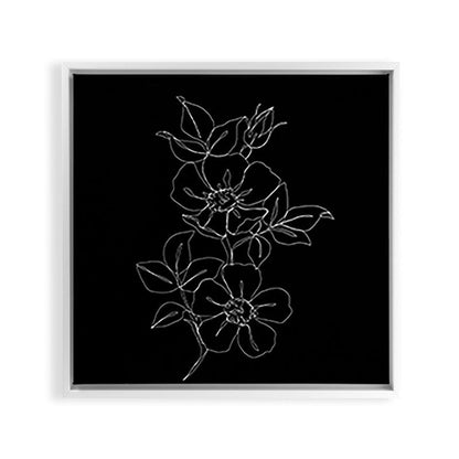 Botanical illustration one line drawing - Rose Black Framed Canvas Print Gallery Image 33
