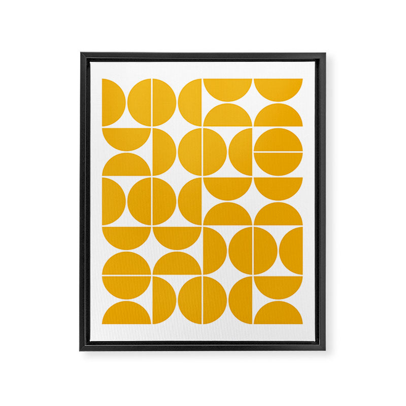 Mid Century Modern Geometric 04 Yellow Framed Canvas Print Gallery Image 4