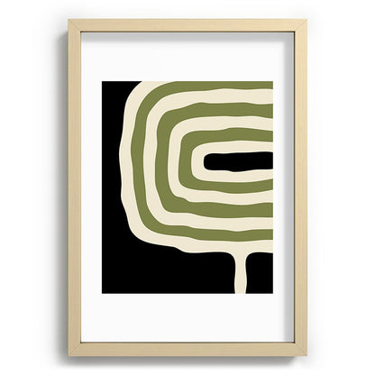 Abstract Geometric Rings 234 Black Olive Green and Beige Framed Art Print Gallery Image 97