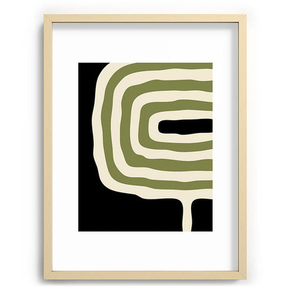 Abstract Geometric Rings 234 Black Olive Green and Beige Framed Art Print Gallery Image 99