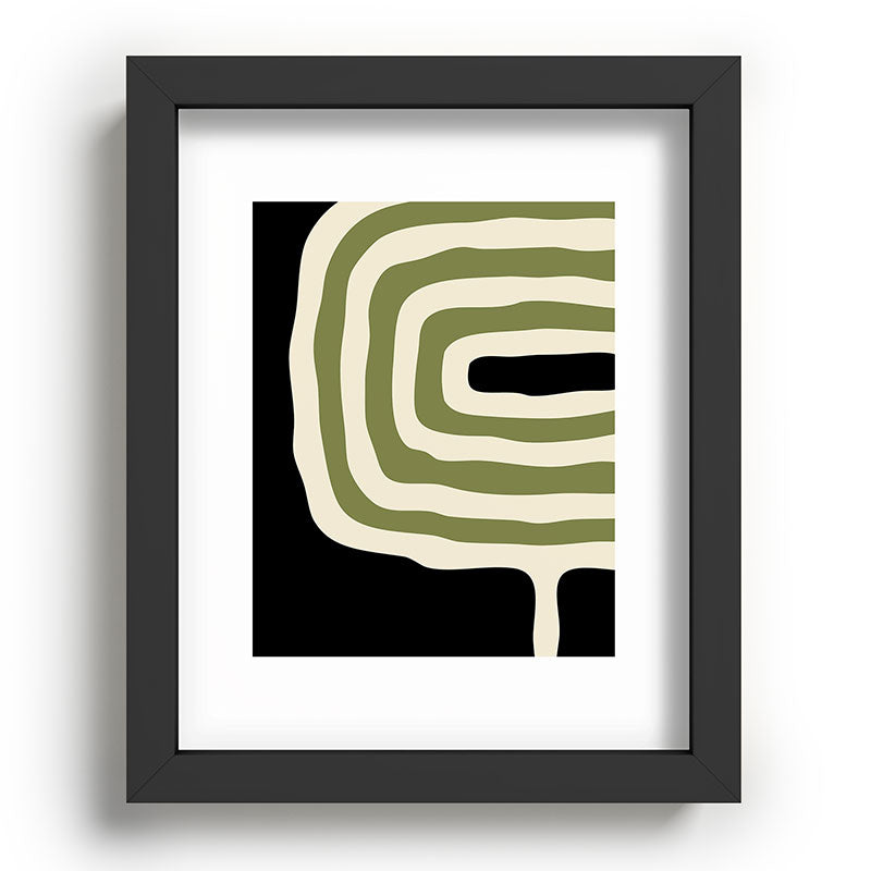 Abstract Geometric Rings 234 Black Olive Green and Beige Framed Art Print Gallery Image 78
