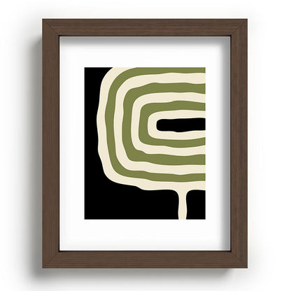 Abstract Geometric Rings 234 Black Olive Green and Beige Framed Art Print Gallery Image 86