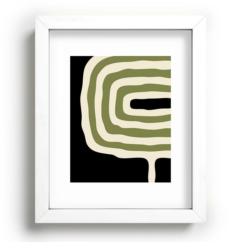 Abstract Geometric Rings 234 Black Olive Green and Beige Framed Art Print Gallery Image 104
