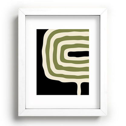 Abstract Geometric Rings 234 Black Olive Green and Beige Framed Art Print Gallery Image 104