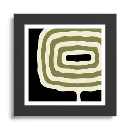 Abstract Geometric Rings 234 Black Olive Green and Beige Framed Art Print Gallery Image 46