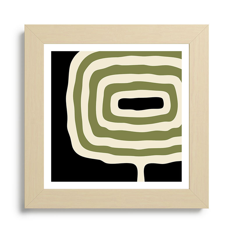 Abstract Geometric Rings 234 Black Olive Green and Beige Framed Art Print Gallery Image 68