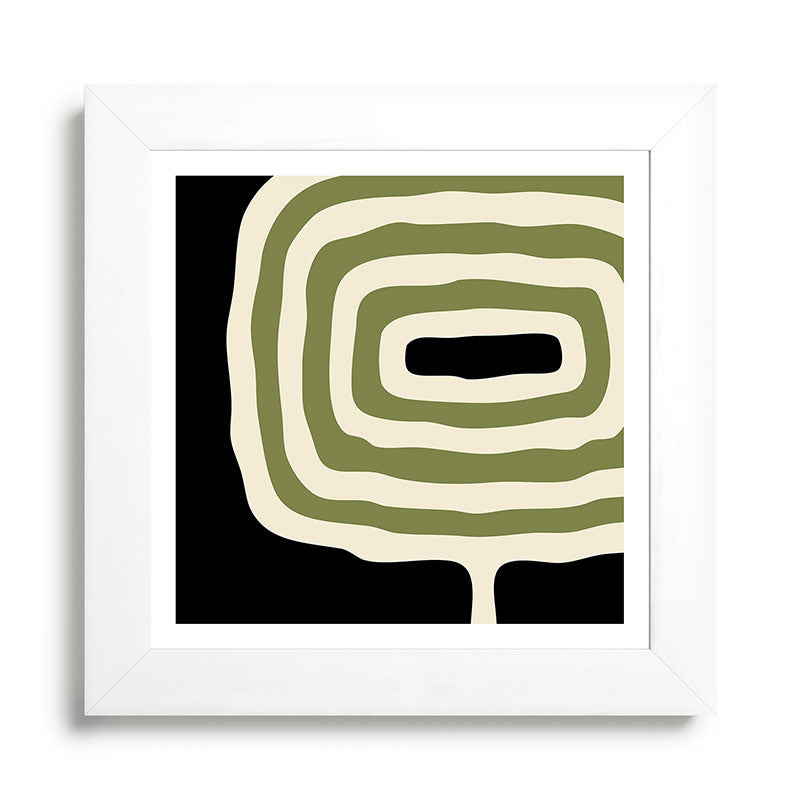 Abstract Geometric Rings 234 Black Olive Green and Beige Framed Art Print Gallery Image 79