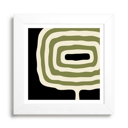 Abstract Geometric Rings 234 Black Olive Green and Beige Framed Art Print Gallery Image 79