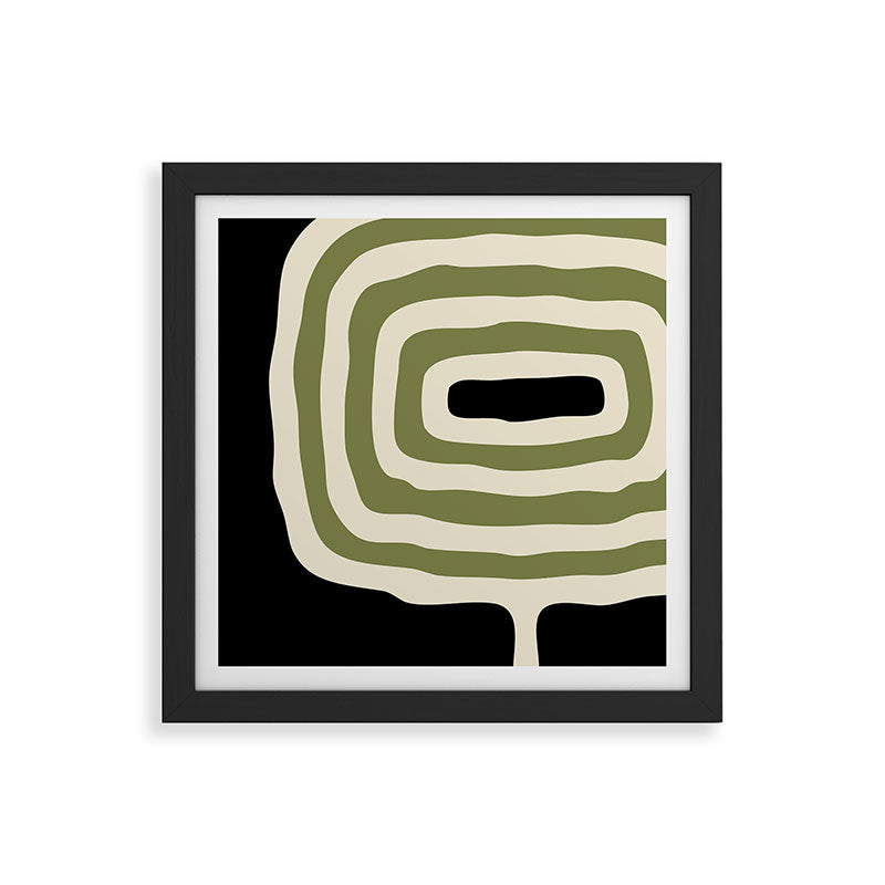Abstract Geometric Rings 234 Black Olive Green and Beige Framed Art Print Gallery Image 50
