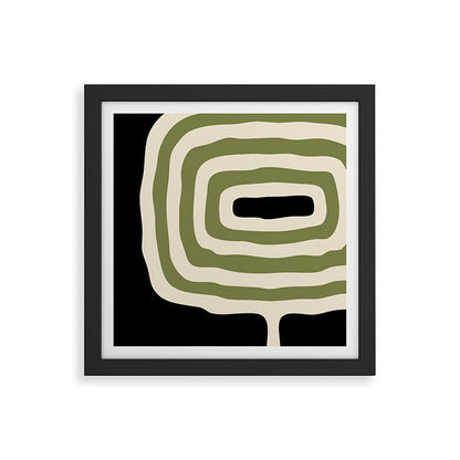 Abstract Geometric Rings 234 Black Olive Green and Beige Framed Art Print Gallery Image 50