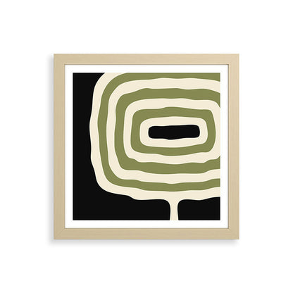 Abstract Geometric Rings 234 Black Olive Green and Beige Framed Art Print Gallery Image 71