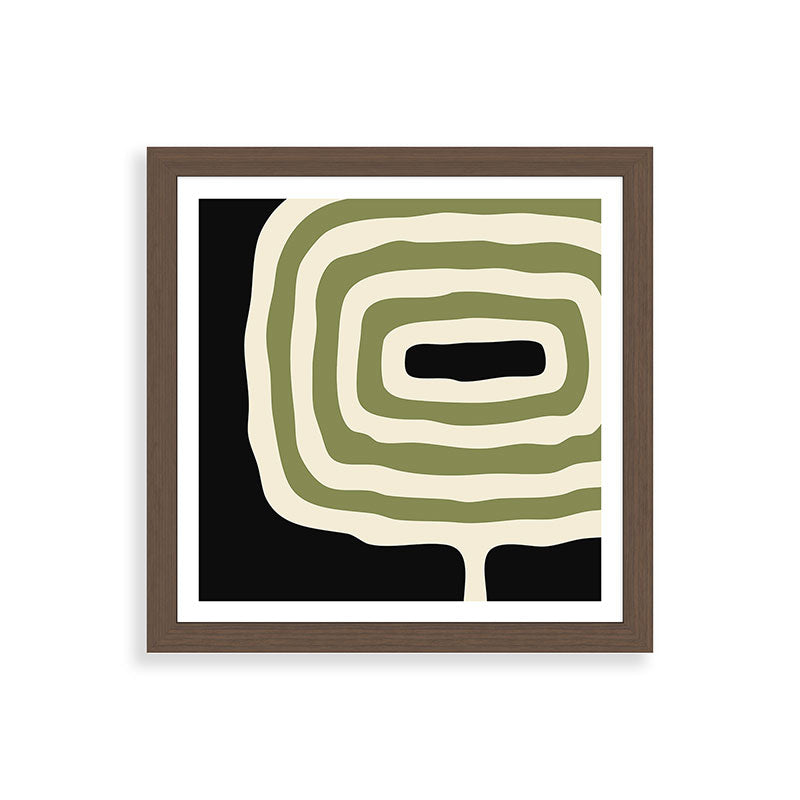 Abstract Geometric Rings 234 Black Olive Green and Beige Framed Art Print Gallery Image 60