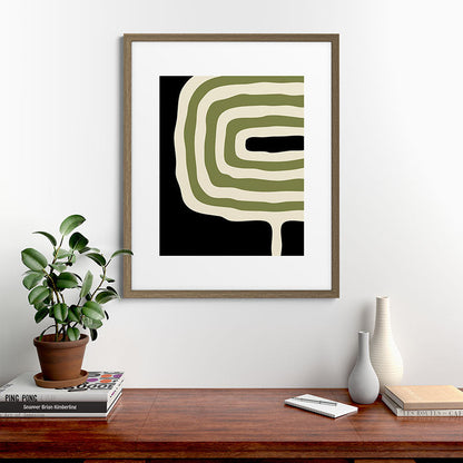 Abstract Geometric Rings 234 Black Olive Green and Beige Framed Art Print Gallery Image 58