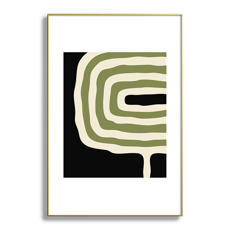 Abstract Geometric Rings 234 Black Olive Green and Beige Framed Art Print Gallery Image 127