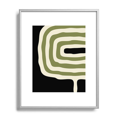 Abstract Geometric Rings 234 Black Olive Green and Beige Framed Art Print Gallery Image 129